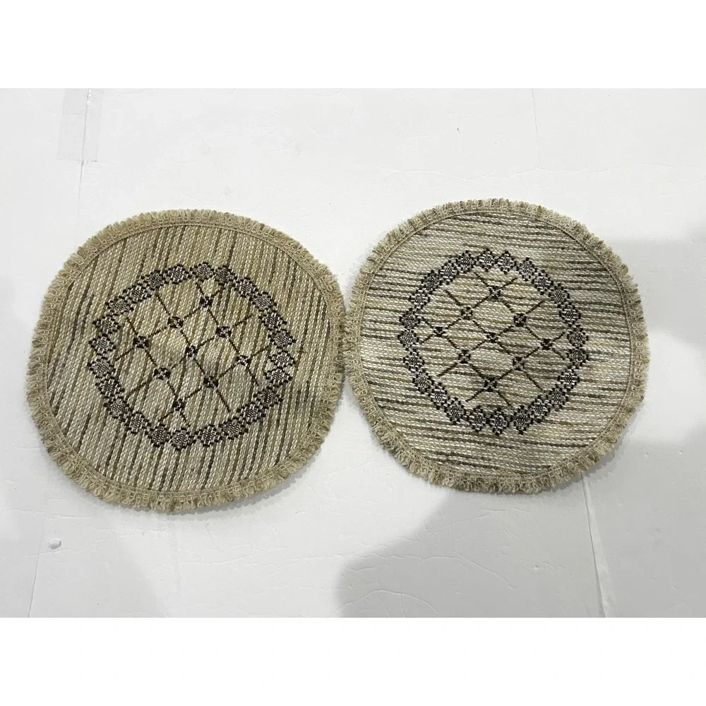 Vintage Woven Tapestry Placemats Set 2 Round 13